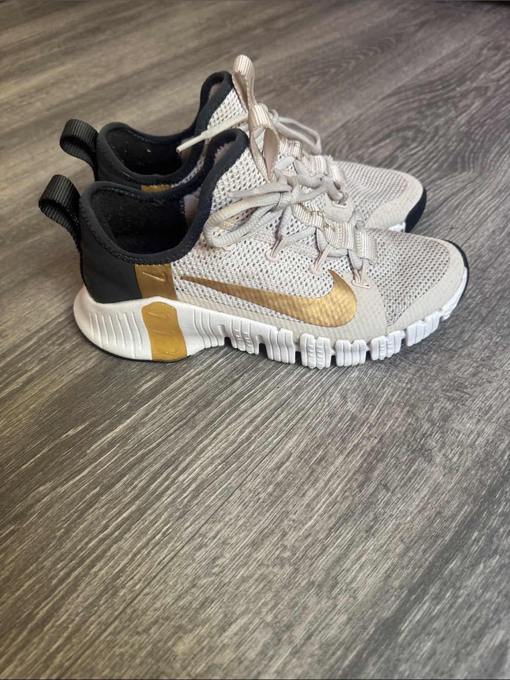 Nike Free X Metcon Sneakers in White, Black & Gold